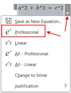 Example of Equation in Microsoft Word Example of Equation in Microsoft Word