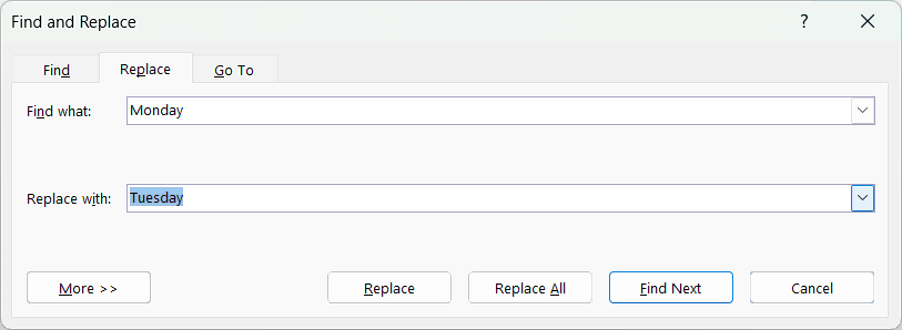 Find and Replace in Microsoft Word