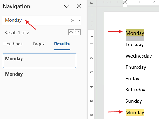 Find in Microsoft Word