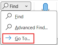 Go To in Microsoft Word