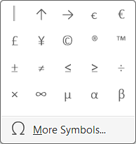 More Symbols in Microsoft Word