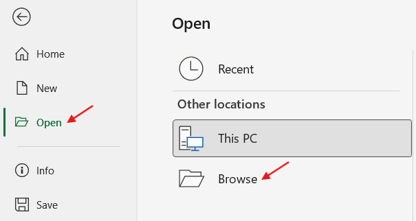 Open an Excel File in Excel