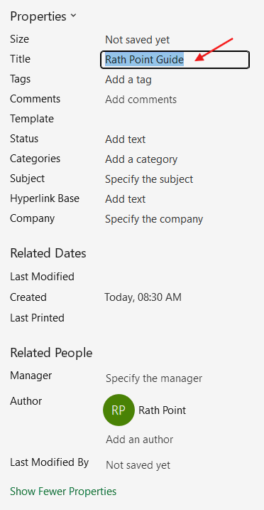 Excel Properties